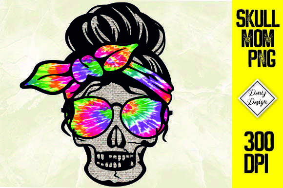 Skull Mom with Tie Dye Sublimation Graphics for Crafts